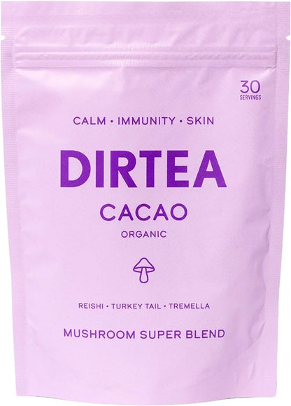 Mushroom Cacao Blend | 100% Organic | Vegan | Non GMO | Supports Immune Health | Promotes Deep Sleep & Focus | with Lion's Mane, Tremella, Reishi, MCT and Moringa | 180g - 30 Servings