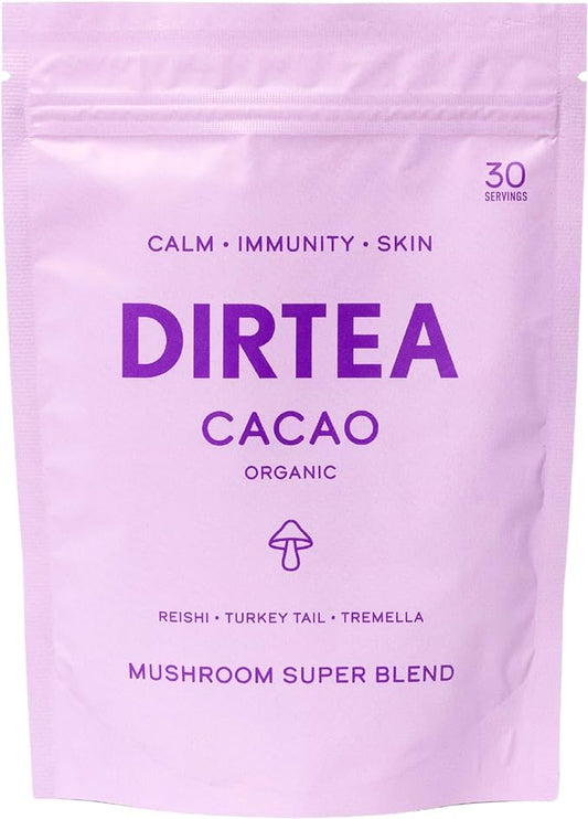 Mushroom Cacao Blend | 100% Organic | Vegan | Non GMO | Supports Immune Health | Promotes Deep Sleep & Focus | with Lion's Mane, Tremella, Reishi, MCT and Moringa | 180g - 30 Servings