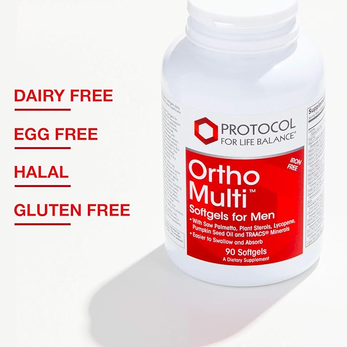 Protocol Ortho Multi - Prostate Health and Multivitamin for Men - Iron Free - 90 Softgels