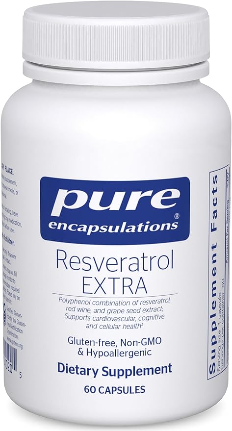 Pure Encapsulations Resveratrol EXTRA - 100 mg Trans-Resveratrol - For Healthy Cellular & Cardiovascular Function* - Antioxidants Supplement - Non-GMO & Gluten Free - 60 Capsules