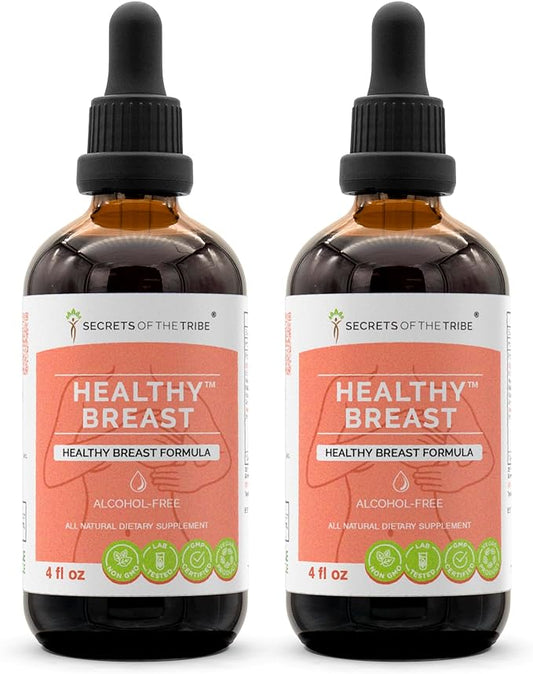 Secrets of the Tribe Breast Fortitude Alcohol-Free Extract, Burdock, Vitex, Wild Yam, Red Clover, Chamomile, Yarrow. Glycerite Tincture Healthy Breast Formula (2x4 fl oz)