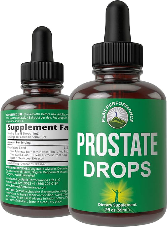 Prostate Support Supplement for Men’s Health. Vegan Kosher Prostate Health Liquid Drops with Organic Saw Palmetto, Organic Nettle, Organic Turmeric, Organic Peppermint, Wild Sarsaparilla + Red Root