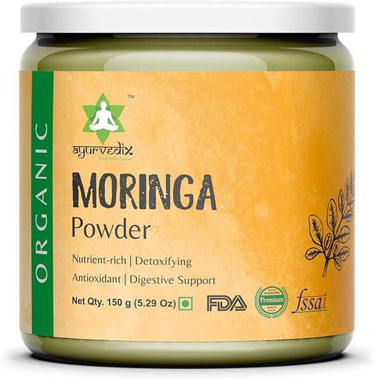 Organic Moringa Oleifera Leaf Powder for Hairs - Herbal Supplement Rich in Antioxidants and Immune Vitamin Natural Moringa Leaf Powder from India 5.29 Oz