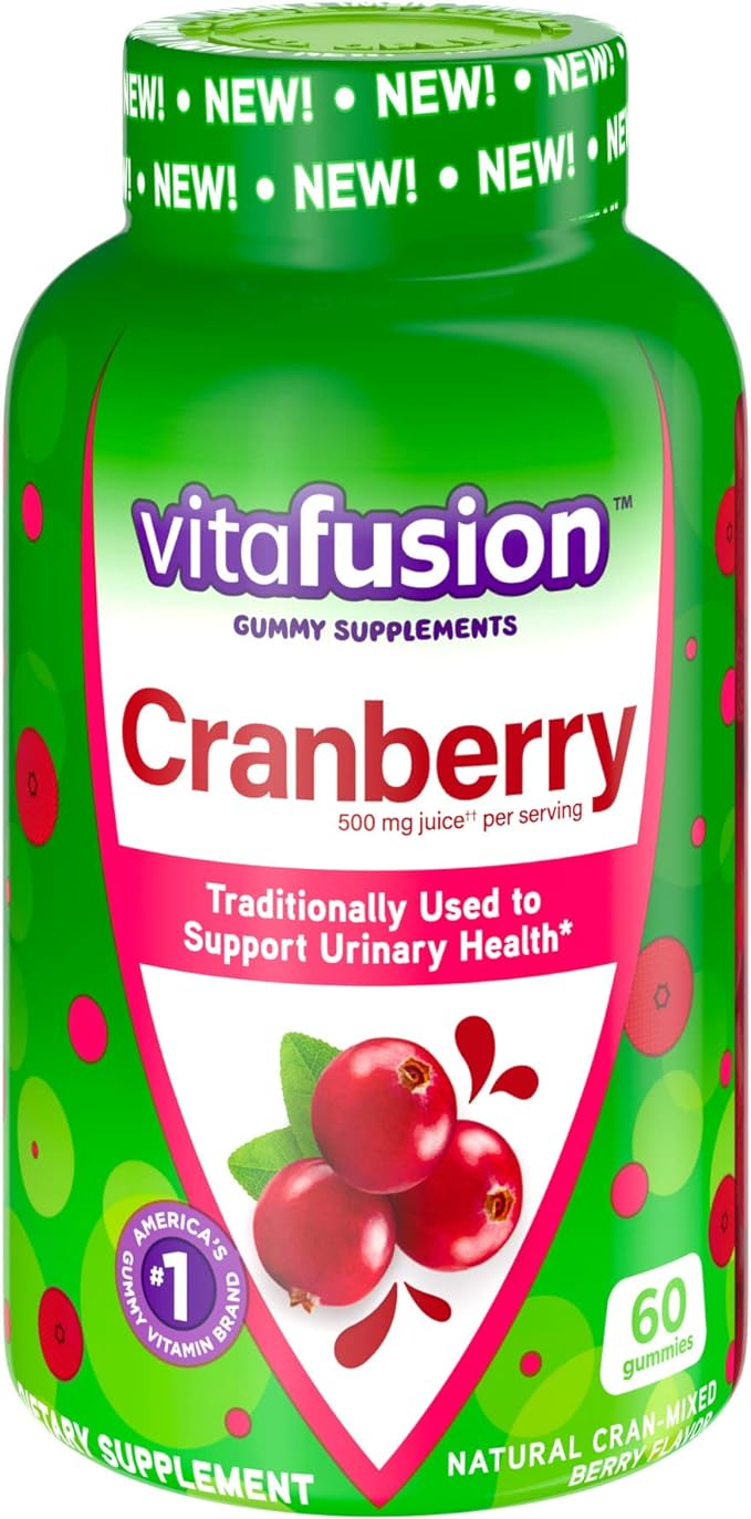 Vitafusion Extra Strength Vitamin D3 Gummy Strawberry Flavored Bone & Immune Support (120 Count) + Cranberry Gummies for Women Urinary Health Support (60 Count)