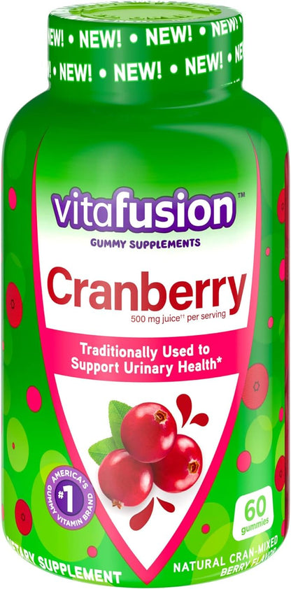 Vitafusion Extra Strength Vitamin D3 Gummy Strawberry Flavored Bone & Immune Support (120 Count) + Cranberry Gummies for Women Urinary Health Support (60 Count)