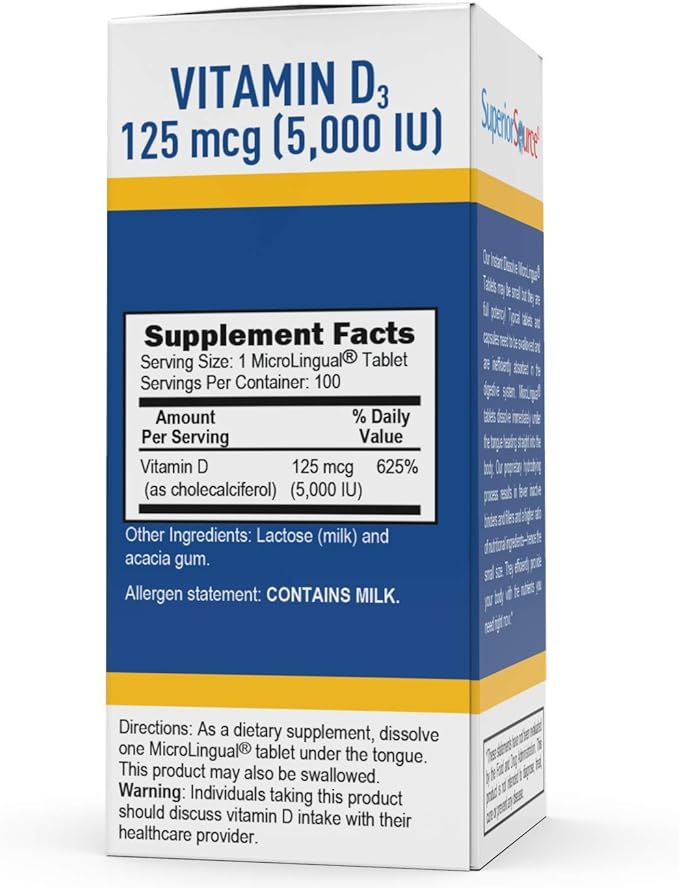 Superior Source Extra Strength Vitamin D3 5,000 IU Tablet, 100 Count (Packaging May Vary)