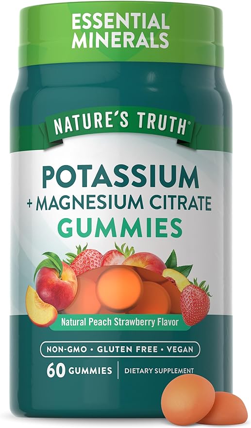 Potassium Magnesium Citrate Gummies | 60 Count | Vegan, Non-GMO & Gluten Free Supplement | by Nature's Truth