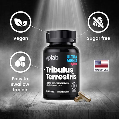 VPLab Ultra Men's Tribulus Terrestris - Daily Multivitamin Supplement for Men with Tribulus Terrestris Extract and Zinc - Supports Levels & Immune System, 90 Capsules