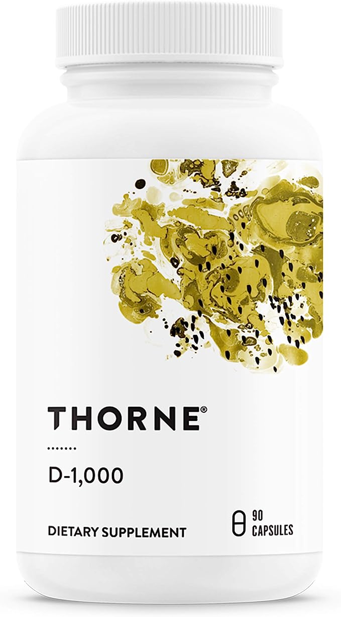 THORNE Vitamin D3 Supplement - Supports Healthy Bones, Teeth Muscles, Cardiovascular, and Immune Function - Gluten-Free, Dairy-Free, Soy-Free - 1,000 IU - 90 Capsules