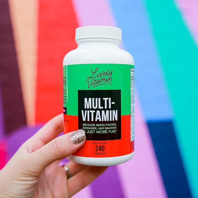 LIVELY VITAMIN CO. Multivitamin - 37 Vitamins Minerals and Extracts - Energy - Memory - Immune Function - Heart- Brain - Focus - Mood - Antioxidants - Dairy Gluten Soy Free - 240 Vegetarian Capsules