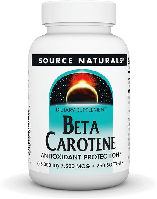 Source Naturals Beta Carotene 25000 iu Antioxidant Protection - Converted By Body To Vitamin A - 250 Softgels