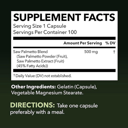 Saw Palmetto for Men Prostate Supplement | Prostate Support Supplement for Men's Health | Potent Saw Palmetto for DHT, Urinary and Prostate Health | Over 3 Month Supply Saw Palmetto Supplement