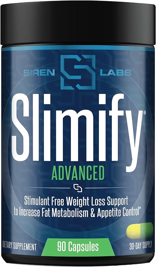 Siren Labs Slimify Advanced Fat Burner for Weight Loss - Garcinia Cambogia, African Mango, and Grains of Paradise - Boost Metabolism, Decrease Appetite, and Increase Energy - Stim Free (90 Capsules)