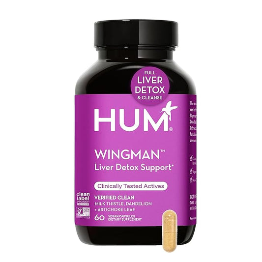 HUM Wing Man - Liver Detox and Liver Support Supplement with Milk Thistle, Dandelion Root Powder & Artichoke Leaf Extract - Helps Flush Liver of Toxins (60 Vegan Capsules)