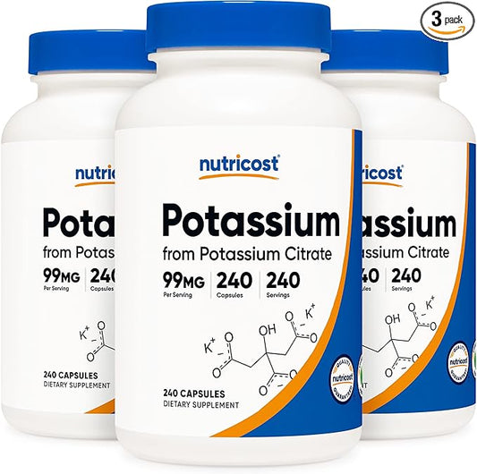 Nutricost Potassium Citrate 99mg, 500 Capsules (3 Bottles)