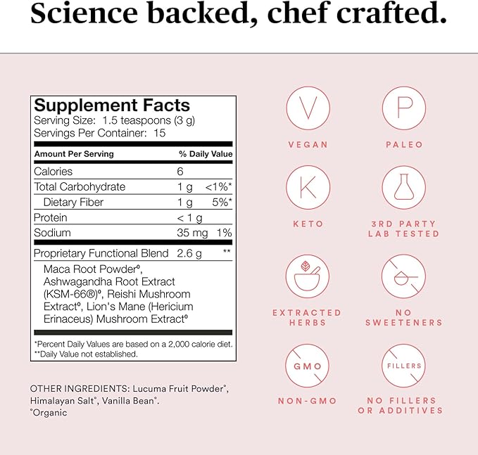 Defend Vanilla Maca Superblend - Adaptogen Mushroom Powder Blend featuring Lion’s Mane Extract, Ashwagandha & Reishi Mushrooms for Immune Support - 15 Servings