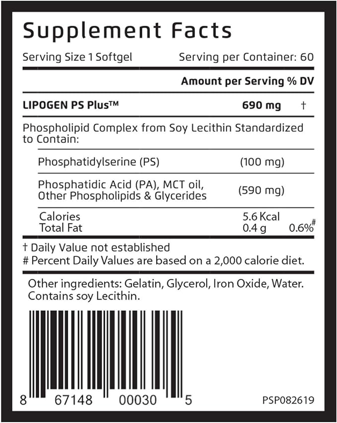 PS Plus Brain Supplements for Memory and Focus - Premium Phosphatidylserine Brain Booster for Brain Health - Nootropic - 60 Softgels for One Month Supply