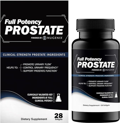 Nugenix Full Potency Prostate Supplement for Men - Clinical-Strength Ingredients, Saw Palmetto, Helps to Increase Urinary Flow, Control Frequency, and Support Prostate Function, 28 Capsules