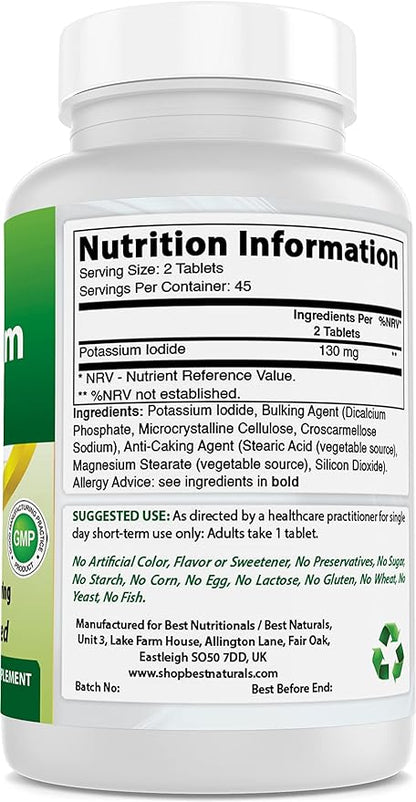 Best Naturals Potassium Iodide 130 mg per Serving - Dietary Supplement, 90 Tablets (1)