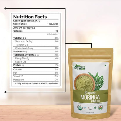 Moringa Leaf Powder | Moringa Powder | 100% Pure, Natural and Vegan | Product of India - 227 gm (8 oz) Pack of 2