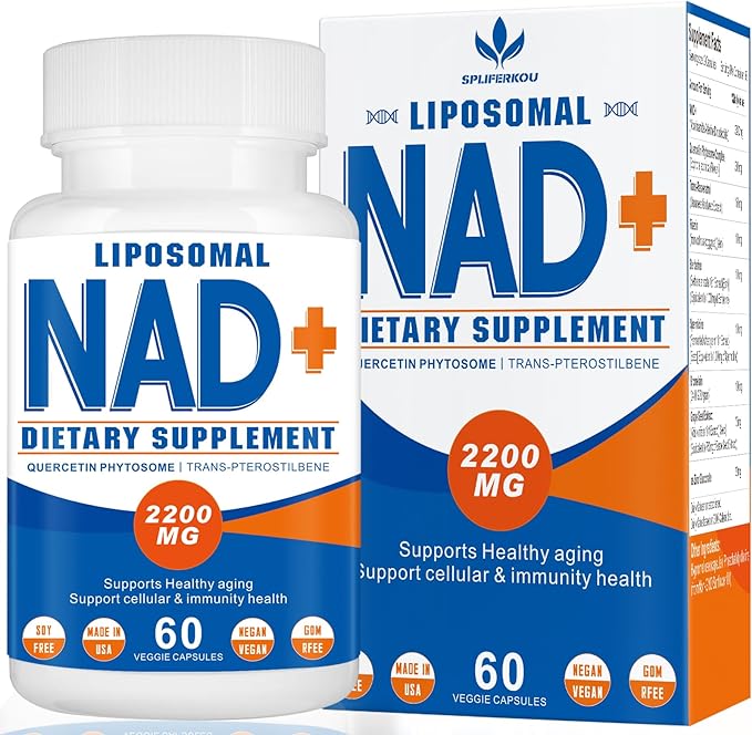 2200mg Liposomal Nad+Supplement,Nad Supplement with Resveratrol+Berberine,Nicotinamide Adenine Dinucleotide,Enhances Mitochondrial Function Old, Contributes to Heart Health, Anti-Aging 60 Capsules(2)