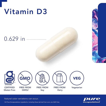 Pure Encapsulations Vitamin D3 250 mcg (10,000 IU) - Supplement to Support Bone, Joint, Breast, Heart, Colon & Immune Health - with Premium Vitamin D - 120 Capsules