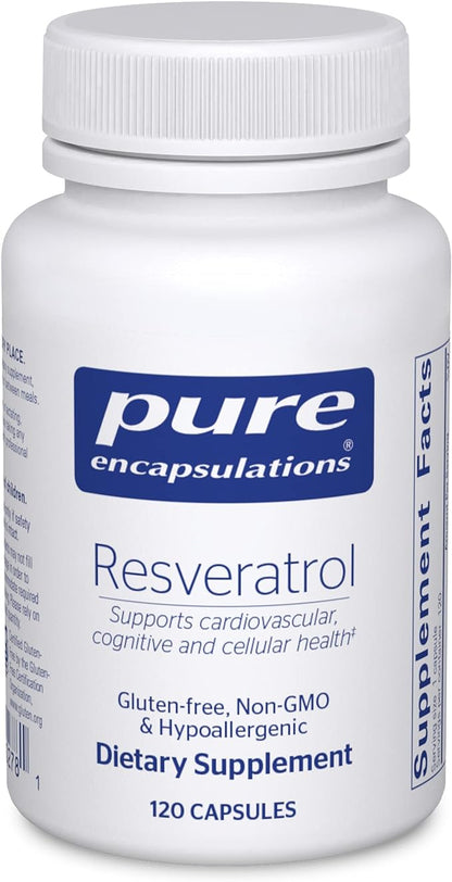 Pure Encapsulations Resveratrol - Cardiovascular, Cellular Health & Memory Support* - 40 mg Trans-Resveratrol - Antioxidants Supplement - Gluten Free & Non-GMO - 120 Capsules