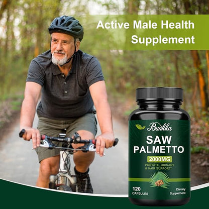 Saw Palmetto Prostate Supplements for Men 2 Pack, Reduce Prostate Inflammation, DHT Blocker for Men to Reduce Balding & Hair Thinning, 2000mg 240 Capsules