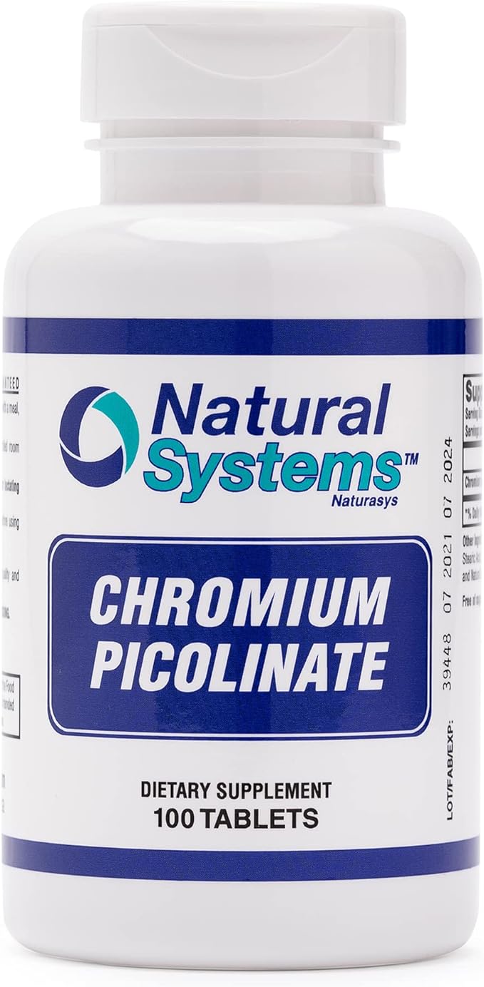 Chromium Picolinate 200 Mcg 100 Tablets by Natural Systems - Chromium Supplements for Active Lifestyle - Excellent Absorption Chromium Supplement - Non Sugar Chromium Capsules