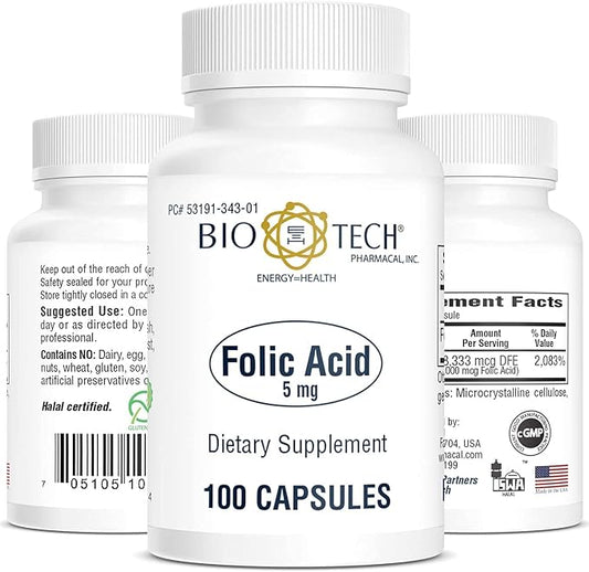 Bio-Tech Pharmacal Folic Acid (5mg, 100 Count)