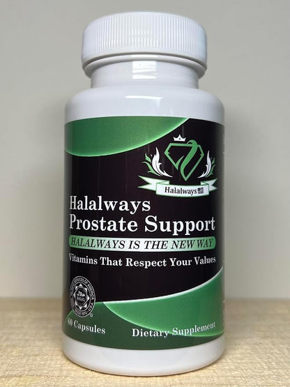 Halalways Prostate Support Certified Halal Supplement for Men's Health Supports Prostate Function and Urinary Control (Saw Palmetto, Plant Sterol Complex, Selenium,Pygeum africanum Bark Powder)