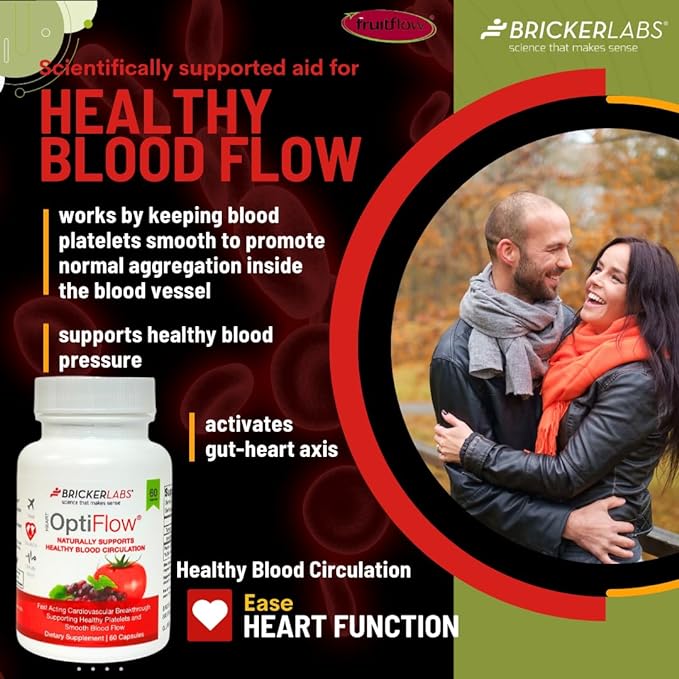 OptiFlow Blood Circulation Vitamins, Naturally Supports Healthy Blood Flow, Contains FruitFlow and resVida Trans resveratrol. Blood Optimizer Supplement, 30 Capsules