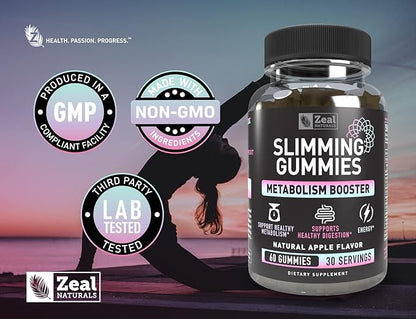 Zeal Naturals Healthy Metabolism Support Gummies | Supports Healthy Digestion, Appetite, and Energy | with Green Tea, Garcinia Cambogia, and Raspberry Ketones | Plant-Based & Gelatin Free | 60 Count