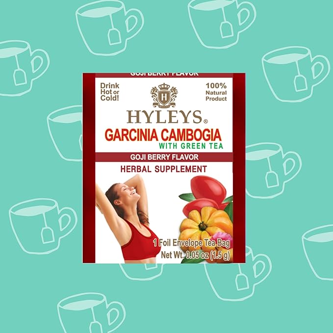 HYLEYS Tea Garcinia Cambogia Green Tea with Goji Berry Flavor - 25 Tea Bags (12 Pack - 300 Tea Bags Total)