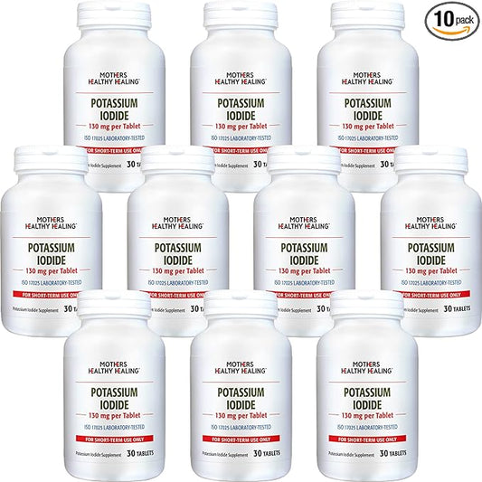 Potassium Iodide 130 mg KI Supplement | (Pack of 10) 30 Tablets for Thyroid Support | Iodine - YODO Naciente