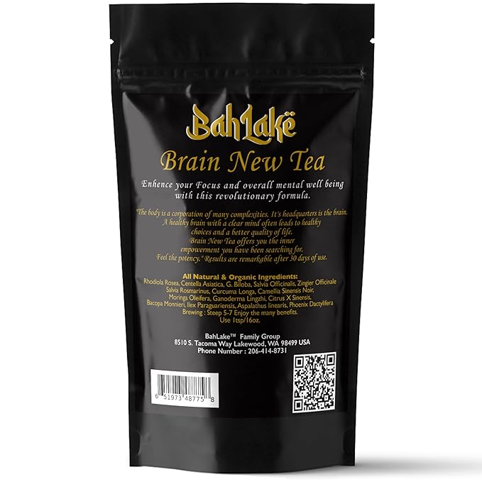 Brain New Tea - Mental Clarity, Supplements for Memory & Focus Boost, Nootropic, Brain Fog Relief with Bacopa, Yerba Mate, Rhodiola Rosea, Gingko Biloba, Gotu Kola, Reishi.