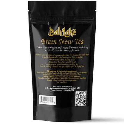 Brain New Tea - Mental Clarity, Supplements for Memory & Focus Boost, Nootropic, Brain Fog Relief with Bacopa, Yerba Mate, Rhodiola Rosea, Gingko Biloba, Gotu Kola, Reishi.