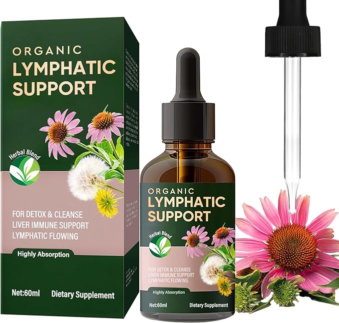 KILINO Lymphatic Drainage Drops, Organic Lymph System Support Drops with Echinacea & Red Clover Extract - Vegan Alcohol and Sugar Free, 30 Servings