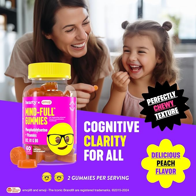 Brain Supplement for Memory & Focus – Phosphatidylserine & Vitamin B12 Gummies for Adults & Kids – Non-GMO Sharp PS Made in The USA, 60 Ct.