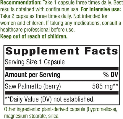 Nature's Way Saw Palmetto Berries, Traditional Prostate Health Support* for Men, 585mg, 180 Capsules