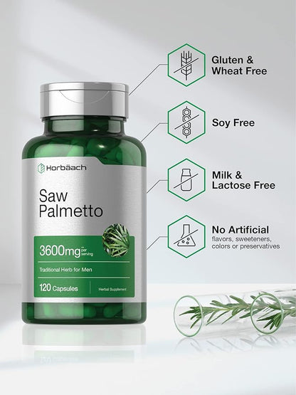 Horbäach Saw Palmetto Extract | 120 Capsules | Non-GMO and Gluten Free Formula | from Saw Palmetto Berries