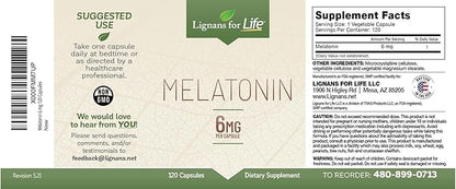 Melatonin for Dogs & People, 6mg - 120 Capsules - Dog Melatonin Capsules - Lignans and Melatonin for Dogs - Pet Melatonin Dogs - Melatonin Dog Treats - Vitamins for Overall Health