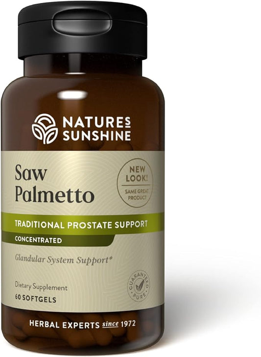 Nature's Sunshine Saw Palmetto Concentrate, 60 Softgels | Supports Prostate Gland Health and Provides Hormone Balance for Men Over 40