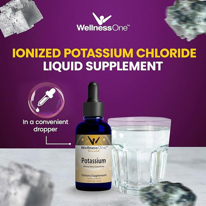 Ionic Potassium Supplement - Potassium Chloride Drops for Fast Absorption - Boost Immune System & Muscle Function - USA Tested, Vegan, Non-GMO, Gluten Free, Unflavored, 1.67 fl oz