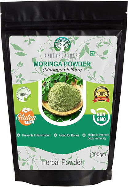 Moringa Leaf Powder 200 Gm I Moringa Olifera Powder I Lab Tested for Purity I Non GMO I GMP Certified I Vegan