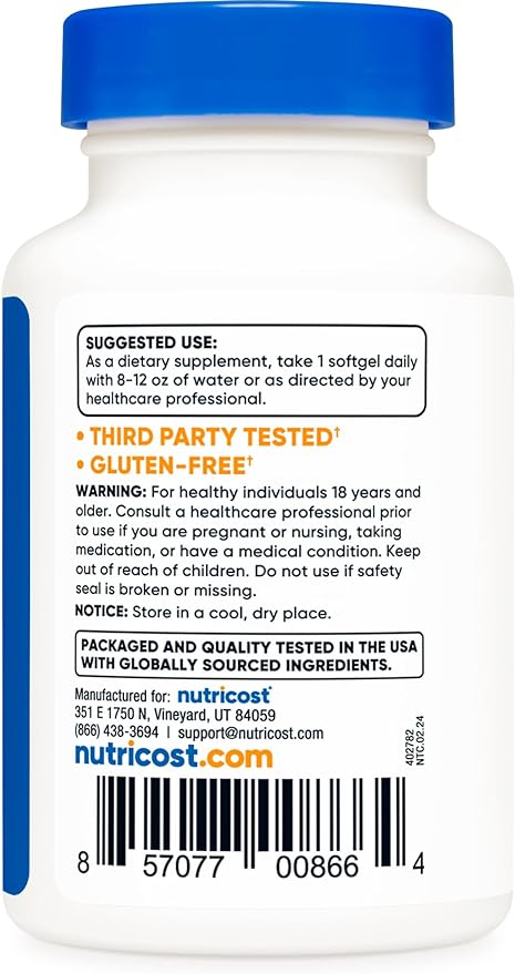 Nutricost Vitamin K2 (MK7) (100mcg) + Vitamin D3 (5000 IU) 120 Softgels - Gluten Free and Non-GMO