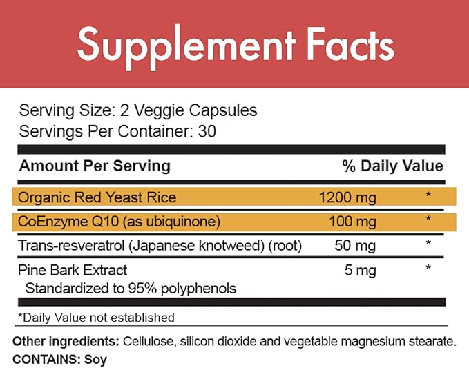 Stop Aging Now - RED-Q10 Organic Red Yeast Rice with CoQ10 - Red Yeast Rice Formula - 60 Veggie Caps