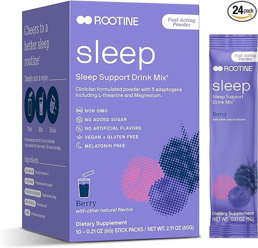 Sleep Melatonin-Free Supplement Powder for Sleep & Stress Support | GABA, Phosphatidylserine, L-Theanine, Magnesium, Myo-inositol | Calm Drink Mix to Help Relax & Support Healthy Mood 24pk