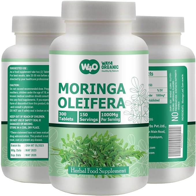 Moringa Leaf Powder Capsules (Tablets) - 300 Pills, 150 Servings, 1000 mg (1 Pack)