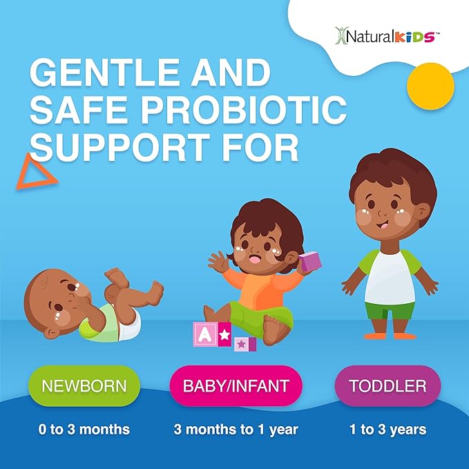 Naturalkids Probid Baby Probiotic Drops with Vitamin D for Digestive Health & Immune Support Supplement for Newborn, Infants & Kids - Flavorless .68 Fl Oz.